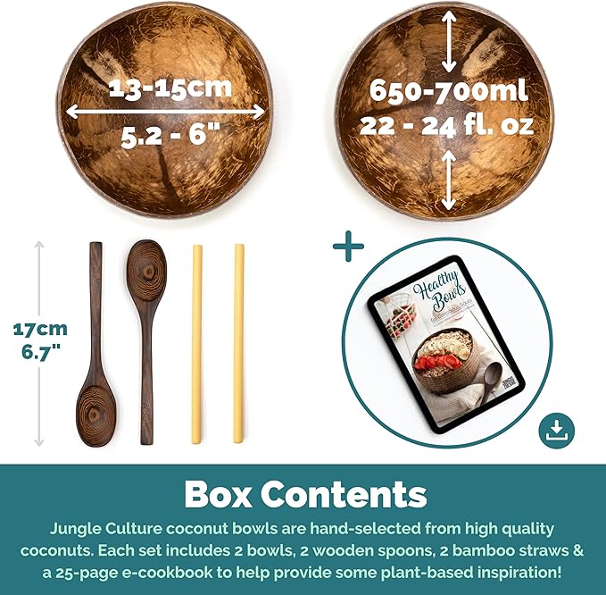 Eco-friendly Coconut Bowl & Spoons 2 sets Shipping to US, UK & EUROPE