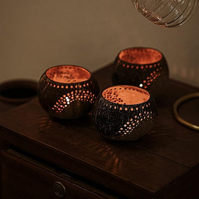 Coconut Shell Wooden Tealight Holders Shipping to US, UK & EUROPE