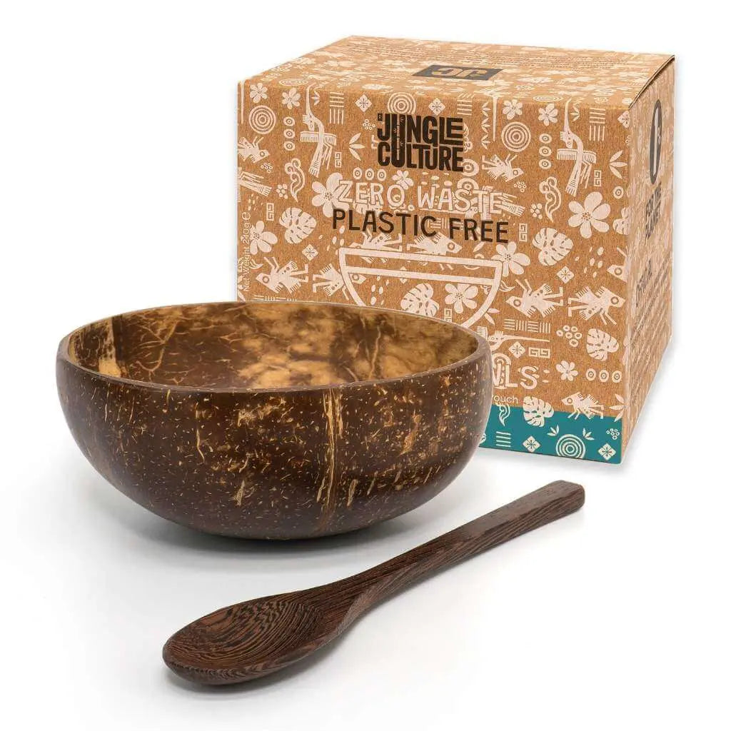 Patterned Coconut Bowl & Spoon Single Set Shipping to US, UK & EUROPE