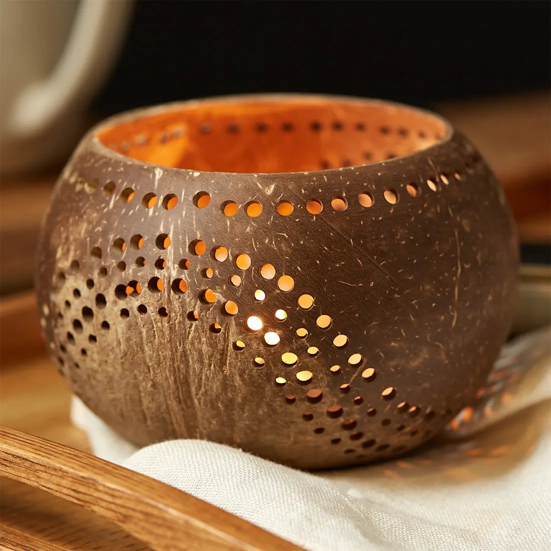 Coconut Shell Wooden Tealight Holders Shipping to US, UK & EUROPE